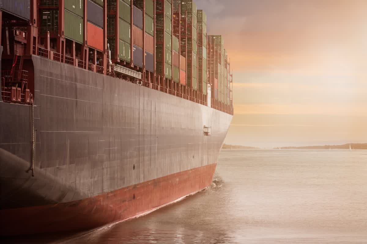 Shipping containers at a logistics port